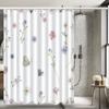 Floral Shower Curtain with Butterflies and Wildflowers Waterproof Bath Decor Elegant Bathroom Curtains 2024 Home Fashion Trend