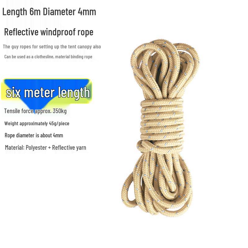 Reflective Wind Rope for Camping Tents - 4mm & 6mm Guy Rope
