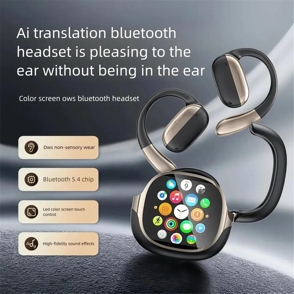 KI Sprachübersetzer Ohrhörer Echtzeit Übersetzen Kopfhörer LCD Touchscreen Übersetzer Bluetooth 5.4 Kopfhörer 134 Sprachen Akzente für Android iOS