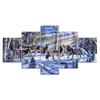 Wolf Pack Winter Forest Scenery Painting 5 Piece Five Panel Wall Canvas Print Modern Poster Pictures Home Decor Gift For Him For Her