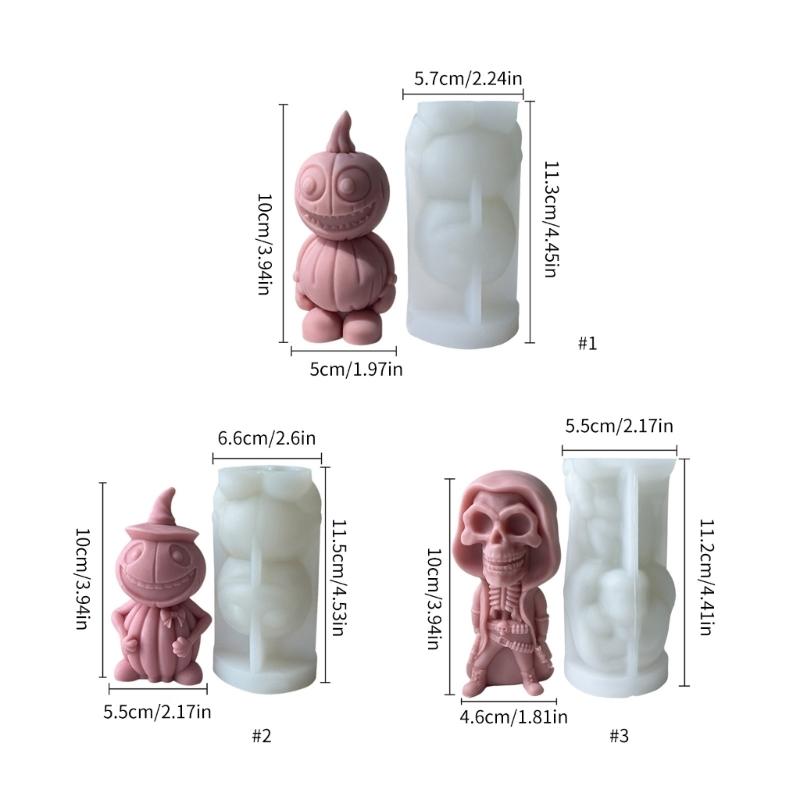 Halloween Skull Candle Silicone Mold DIY Plaster Resin Soap Making Pumpkin Aromatherapys Candle Mould Handmade Decor