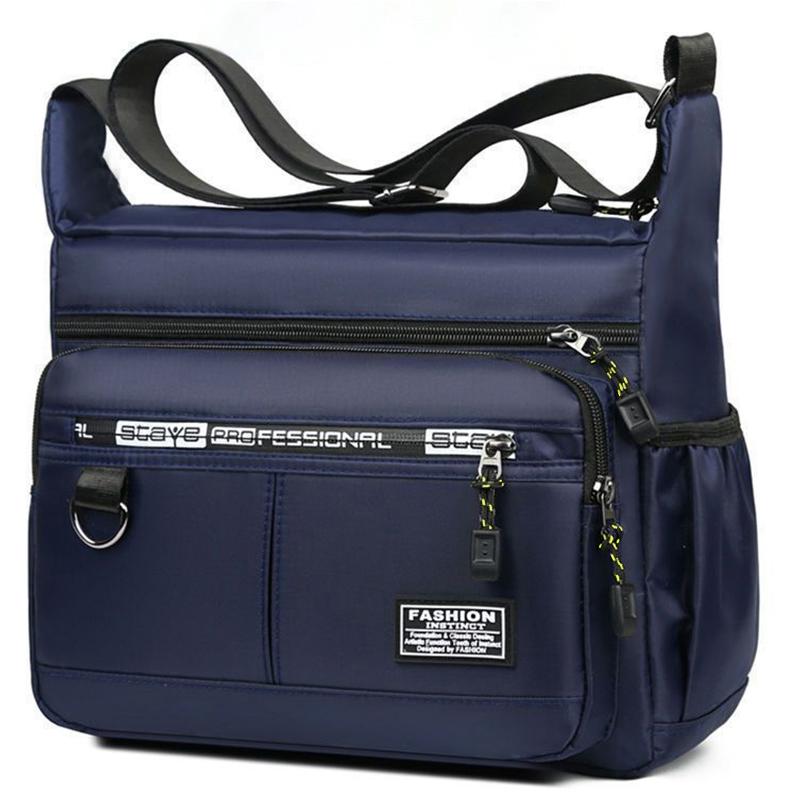 Borsa a Tracolla Oxford Resistente all'Acqua Durevole per Uomo Tasche Multi-Zip Borsa a Messaggero Casual per Viaggi Quotidiani Lavoro