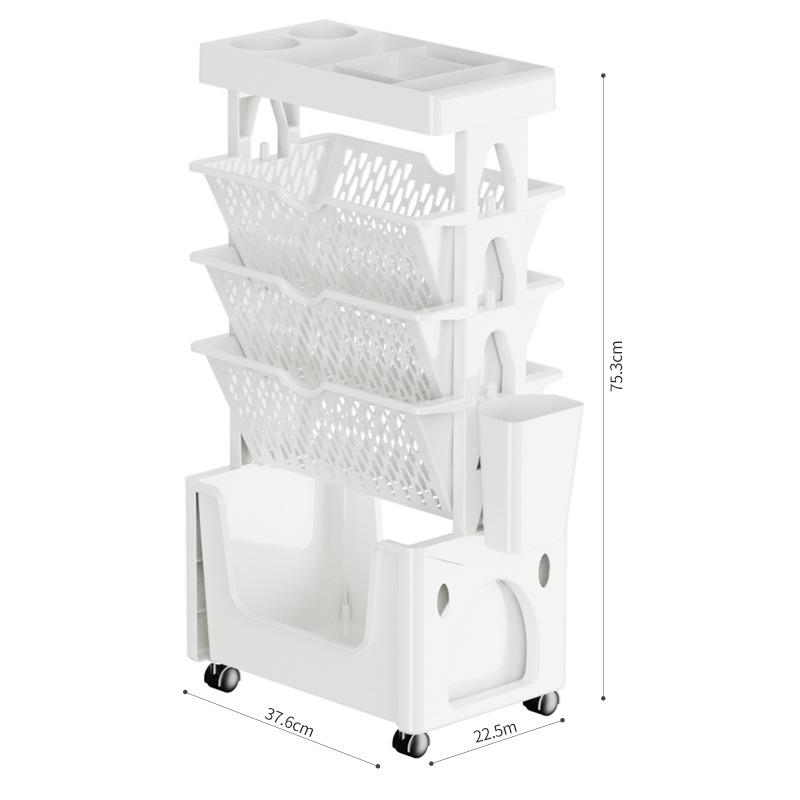 Multi-layer Storage Rack, Storage Rack, Floor-standing Bookshelf, Small Cart, Movable, with Wheels