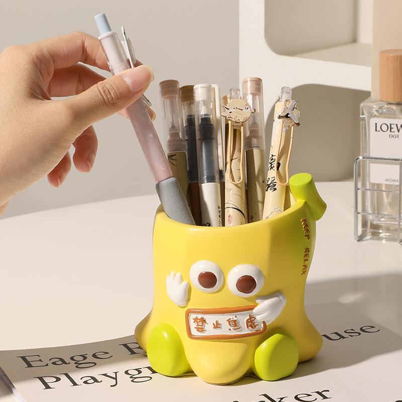 Creamy Style Un-Anxious Pen Holder - High-end, Large-capacity Storage Box - Office Desk Decorative Item