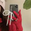 Sweet Imitation Pearls Bowknot Keychain Beaded Heart Pendant Keyring For Women Handbag And Backpack Key Chain Exquisite Ornament