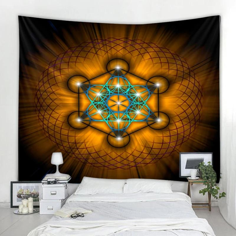 Sacred Geometry Tapestry Bohemian Hippie Mandala Tapestry Meditation Theme Tapestries Witchcraft Astrology Pattern Wall Hanging