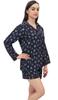 Bimba Women Button-Down Shirt With Elastic Waist Shorts 2 Pcs Night Wear Set -