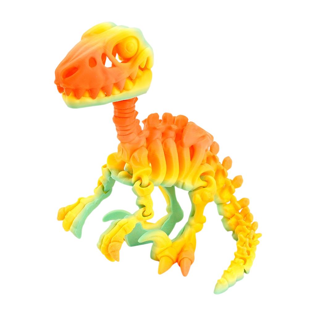 3D Printed Articulated Raptor Skeleton Figurine Dinosaur Bones Poseable ModelToy For Home Office Decors and Collector