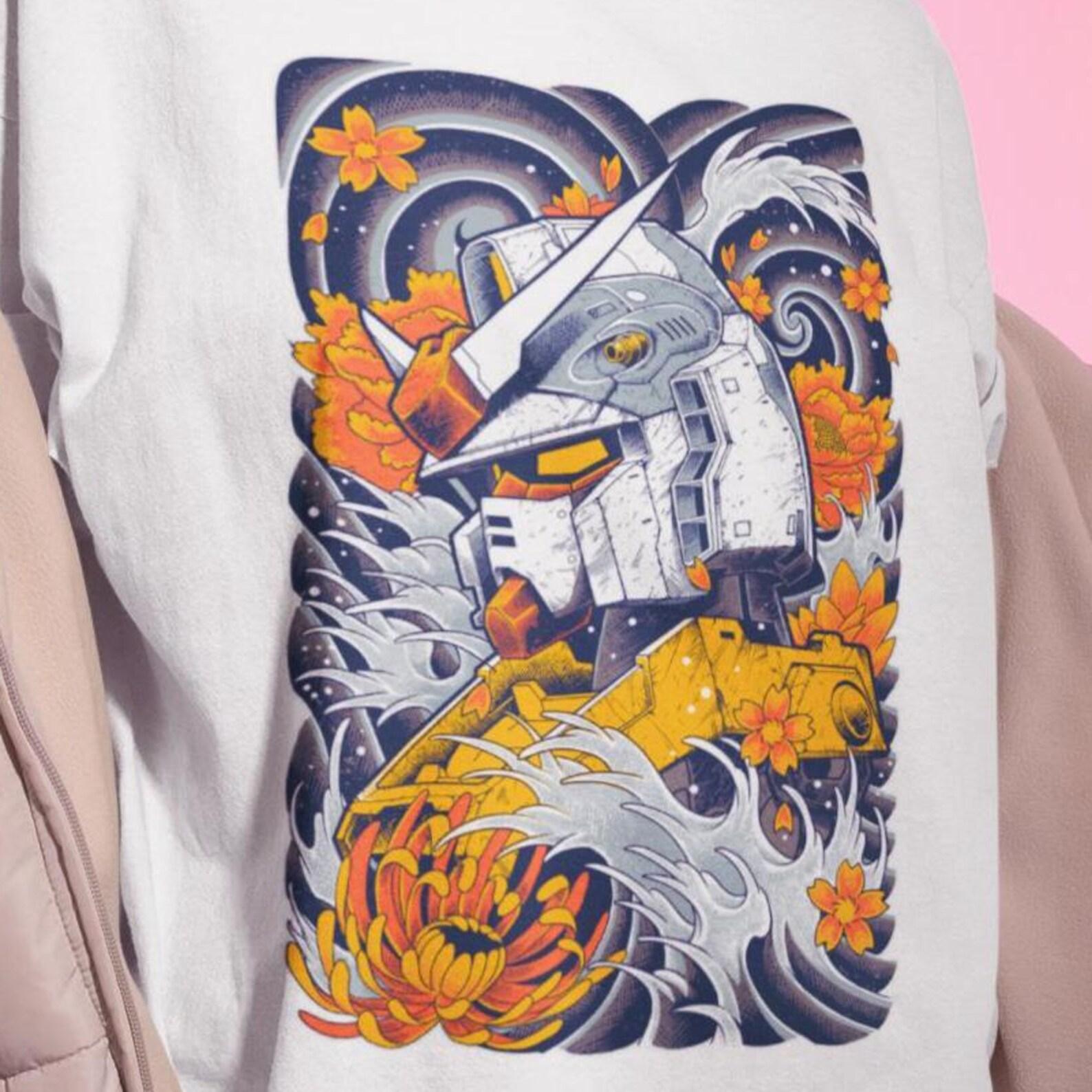 Retro Gundam Anime Shirt – 90s Robot Mecha Graphic Tee,Mobile Suit Gundam Tshirt S