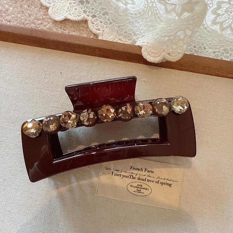 

Темпераментная простая акриловая большая квадратная заколка-краб, высококлассная заколка для волос с блестящими бриллиантами, заколка-акула для волос на затылке