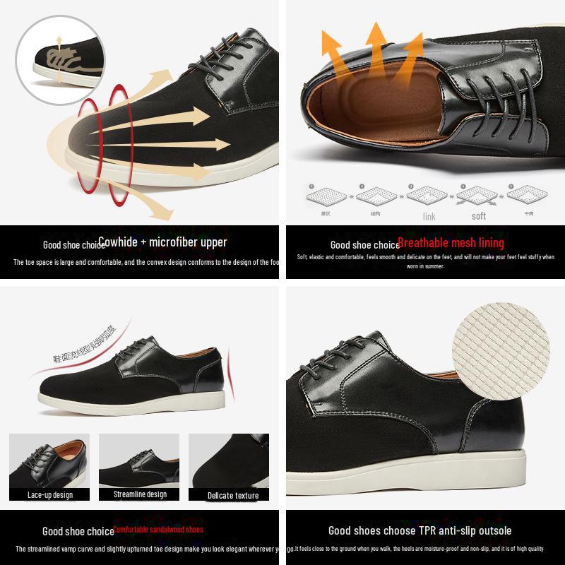 2024 British Style Men's Retro Derby Shoes: Genuine Leather, Round Toe, Lace-Up, Frosted Cow Suede for Spring & Autumn.