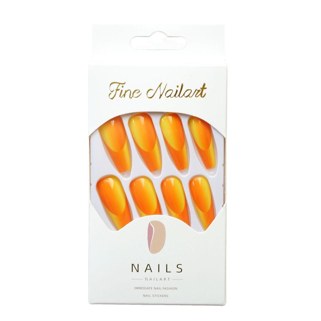 WM-12ai Marsh Orange Gradient Wearable False Nail Art Stickers