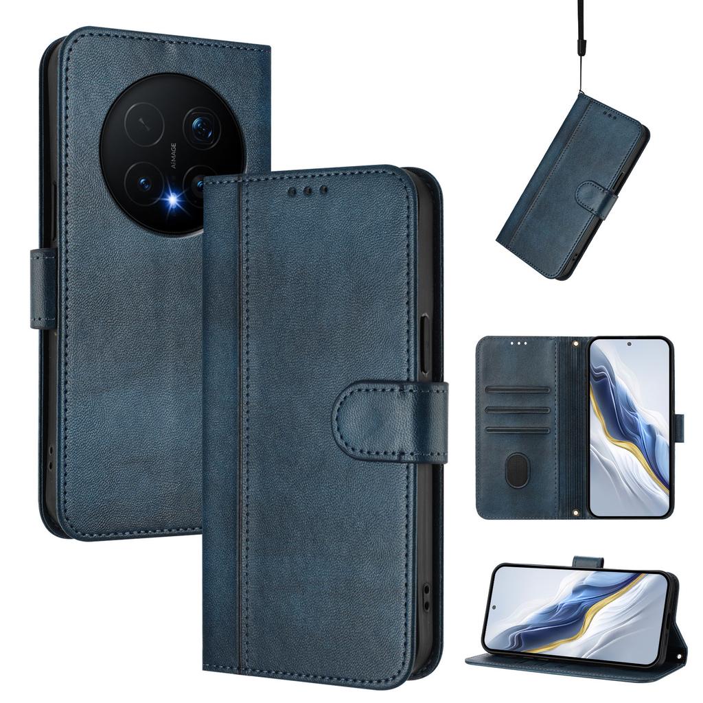 For Honor Magic8 Pro 5G Cases Wallet Stand Retro Texture Leather Phone Cover with Lanyard
