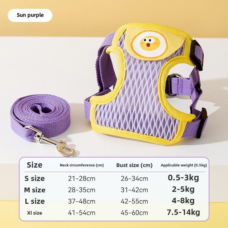 Hund Cartoon Atmungsaktive Leine Haustier Brustgurt Weste Typ Spaziergang Hundeleine Katze Aus Haustierleine Zubehör