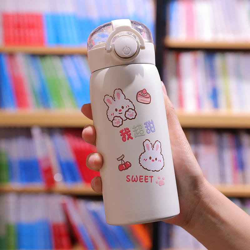 304 Stainless Steel Vacuum Cup Children's Straw Bounce Men's and Women's Student Portable Vacuum Insulated Water Cup