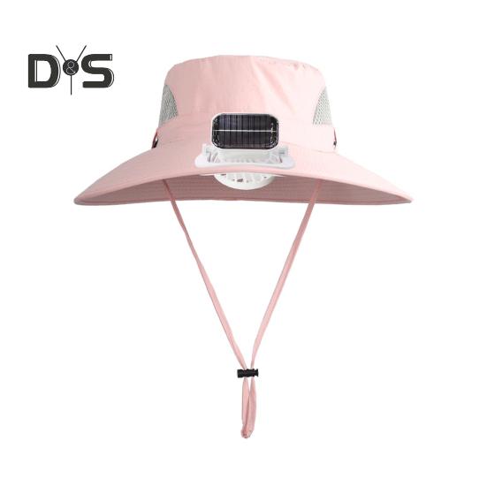 Outdoor Wide Brim Sun Hat with Solar Powered Fan Hat Breathable Mesh Design UV Protection Kids Boys Hat
