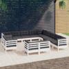 Day and Night - Day and Night Garden Furniture 13 Pieces and Cushions White Solid Pine Wood