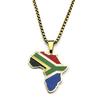 African South Africa Map Flag Pendant Necklace for Women Men Stainless Steel Colorful Enamel Gold Color Ethnic Chain Jewelry