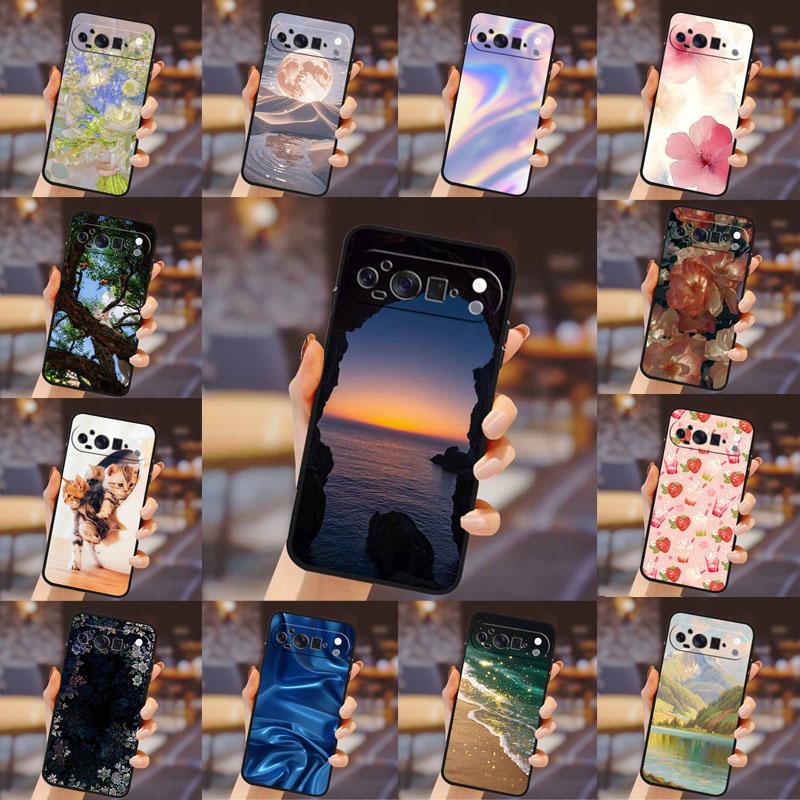 For Google Pixel 10 Pro XL Cover Silicone TPU Phone Case for Pixel10 Pro XL Flowers Gift Para Black Back Soft Protective Capas