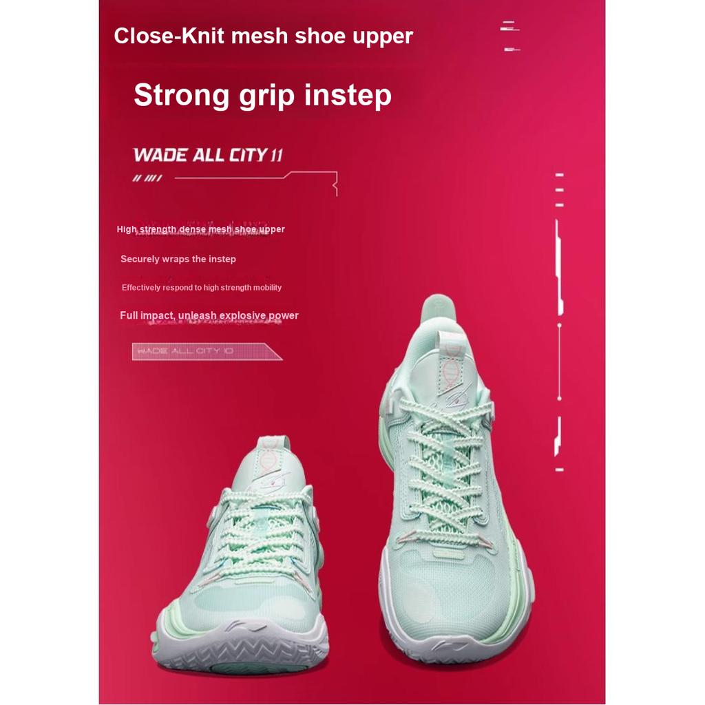 Li Ning All City 11 Youth Version Non-Slip Wear-Resistant Breathable Low-Top Basketball Shoes Kids Sneakers Soft-Water-Blue ABPT005-4