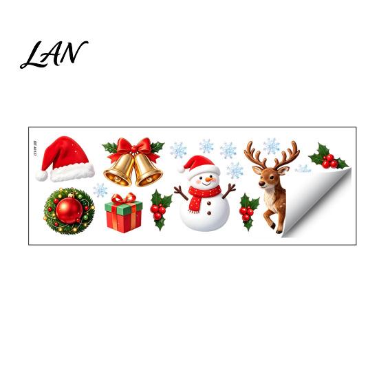 Holiday Glass Decals 2027 Merry Christmas Window Cling, Santa Snowman Reindeer Door Sticker, Removable Static Decal for Living Room Bedroom