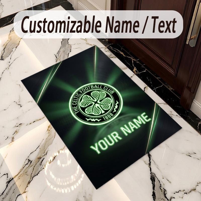 Crystal Velvet Rug Celtic FC Print Custom Name Text Floor Mat Home Decor