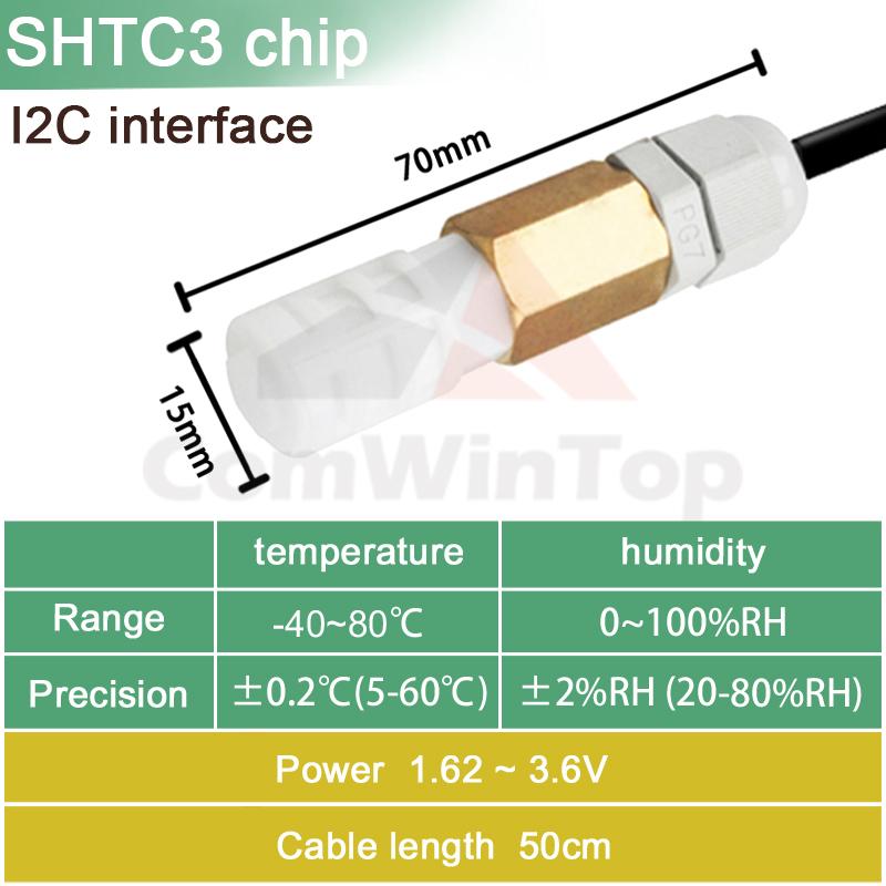 SHT20 SHT30 SHTC3 SHT35 I2C Temperature Humidity Sensor Probe 2