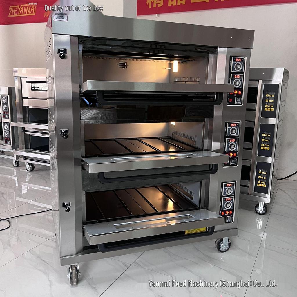 Large Commercial Gas Oven with Multiple Trays for Baking Bread