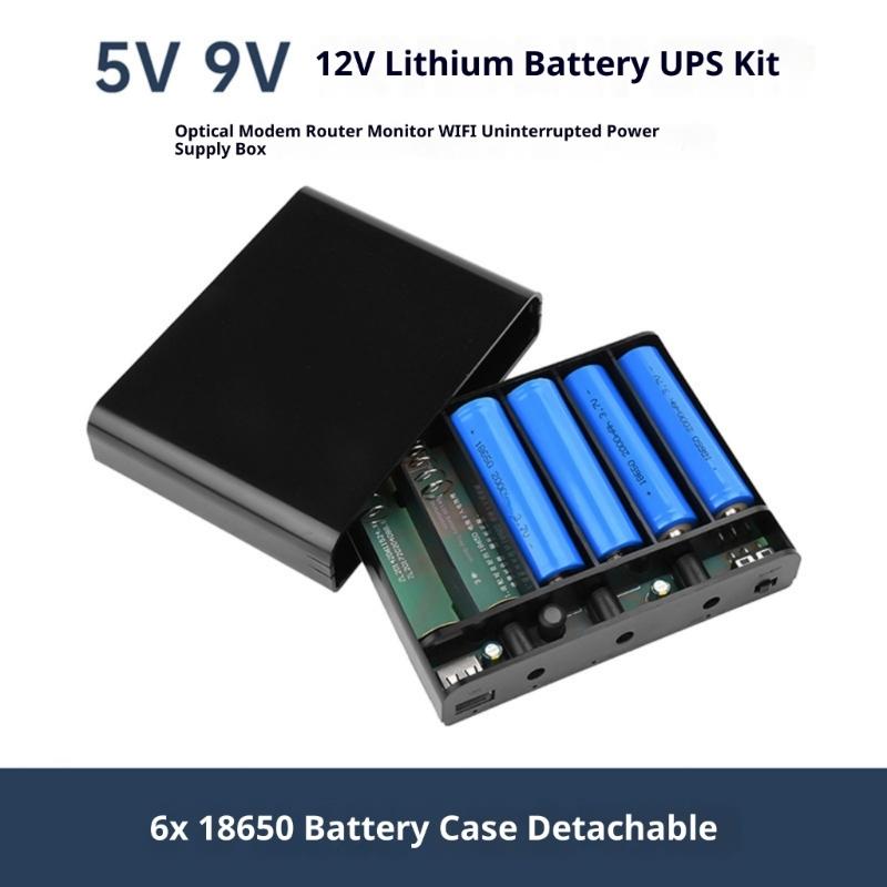 Rechargeable UPS Power Box 6x18650 Battery Holder Case with Overcharge Protections Easy Assembly for Outdoor Devices