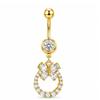 Belly Button Rings Exquisite Golden Zircon Decor Stainless Steel Fashion Navel Jewelry for Daily Outfit Matching