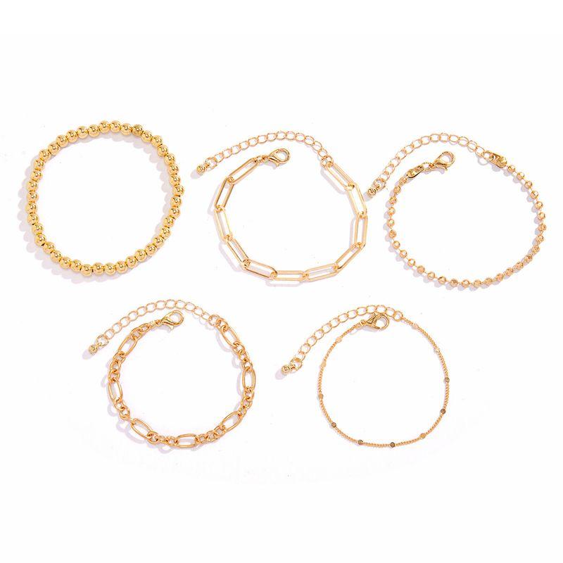 

5-Piece CCB Cross Chain Bracelet Suit Fashion Trendy Simplicity Fashion Girl Twin Hand Jewelry Hipster Gold