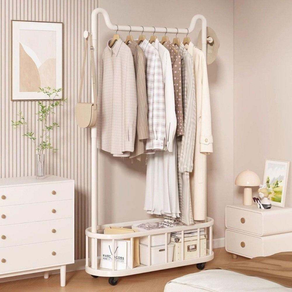Light Luxury Clothes Rack Storage Basket Coat Rack New Floor-to-ceiling Hanger  Bedroom Use