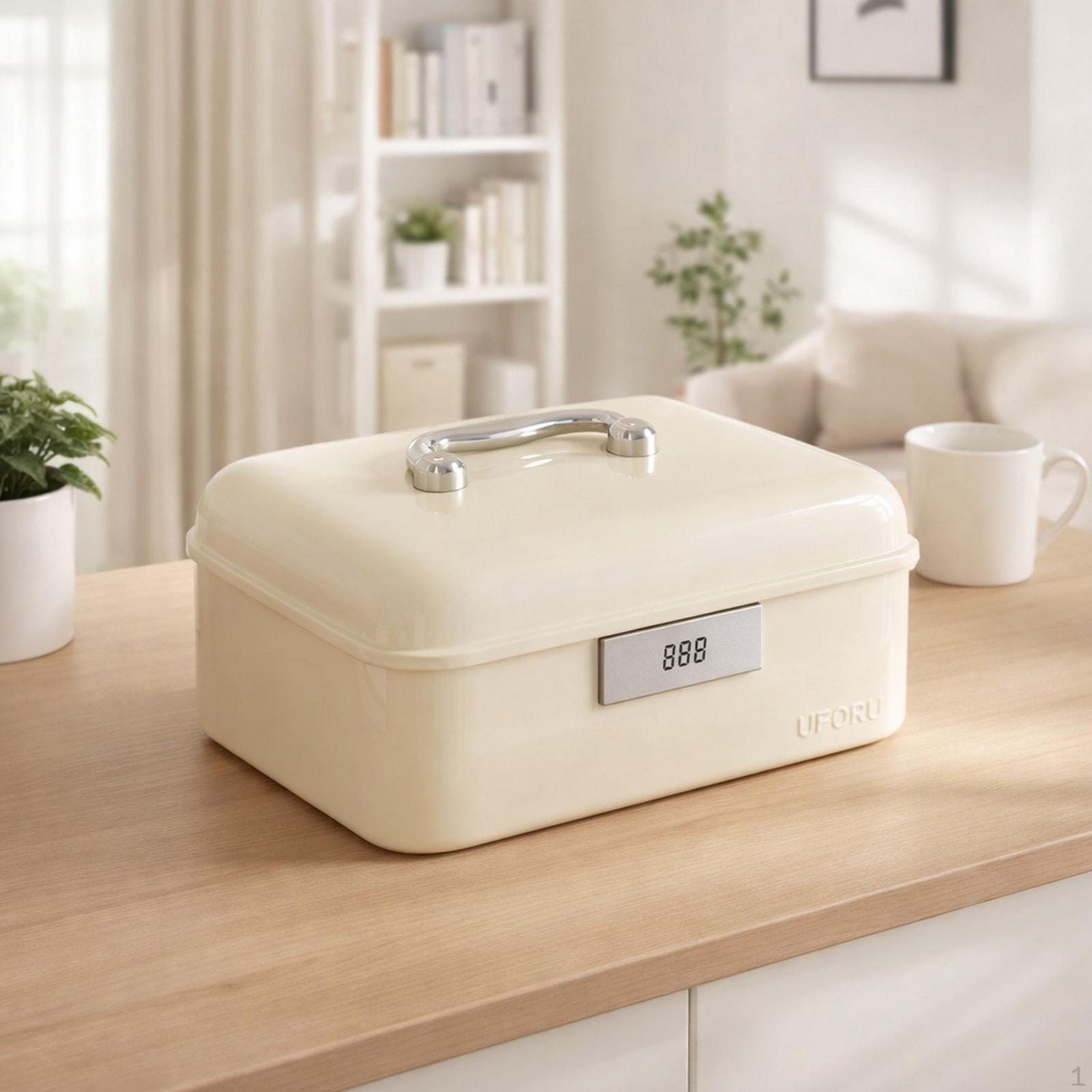 Lockable Storage Box Container Bin Multipurpose with Lock for Home Bedroom Office Cream White 2700₽