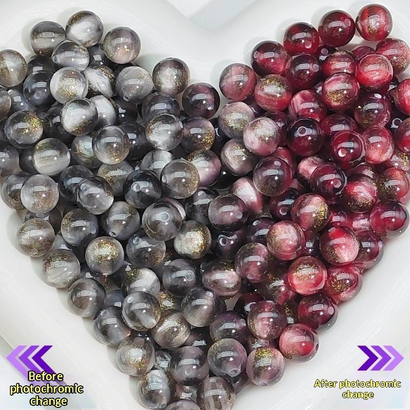 10Pcs 10mm UV Reactive Cat Eye Resin Beads Vibrant Color for DIY Necklace Bracelet Earring Handmade Jewelry Crafts