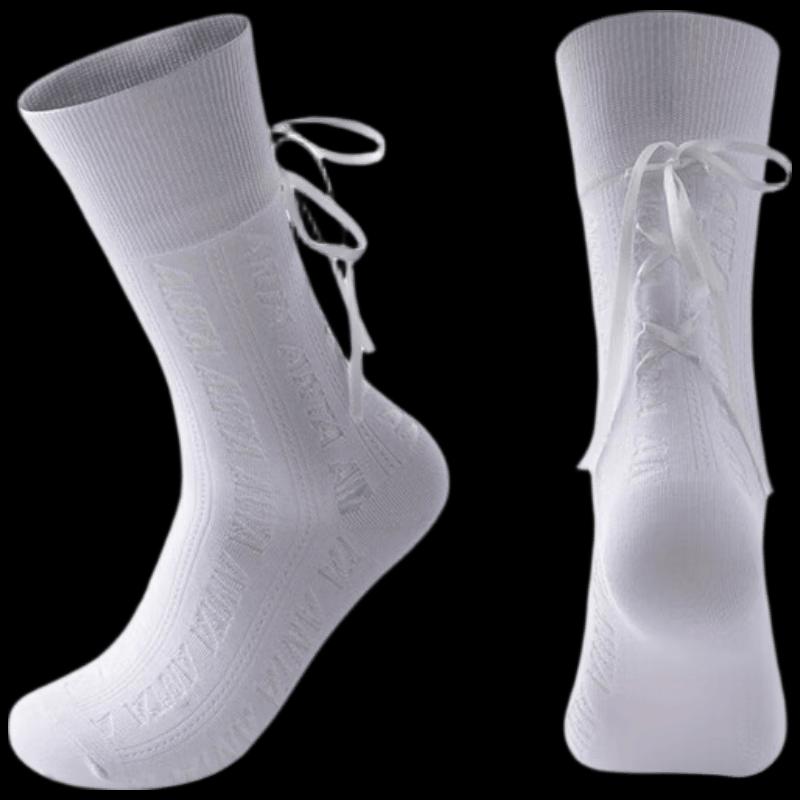 ANTA Women s French Ballet Style Long Socks with Ribbon Bow L