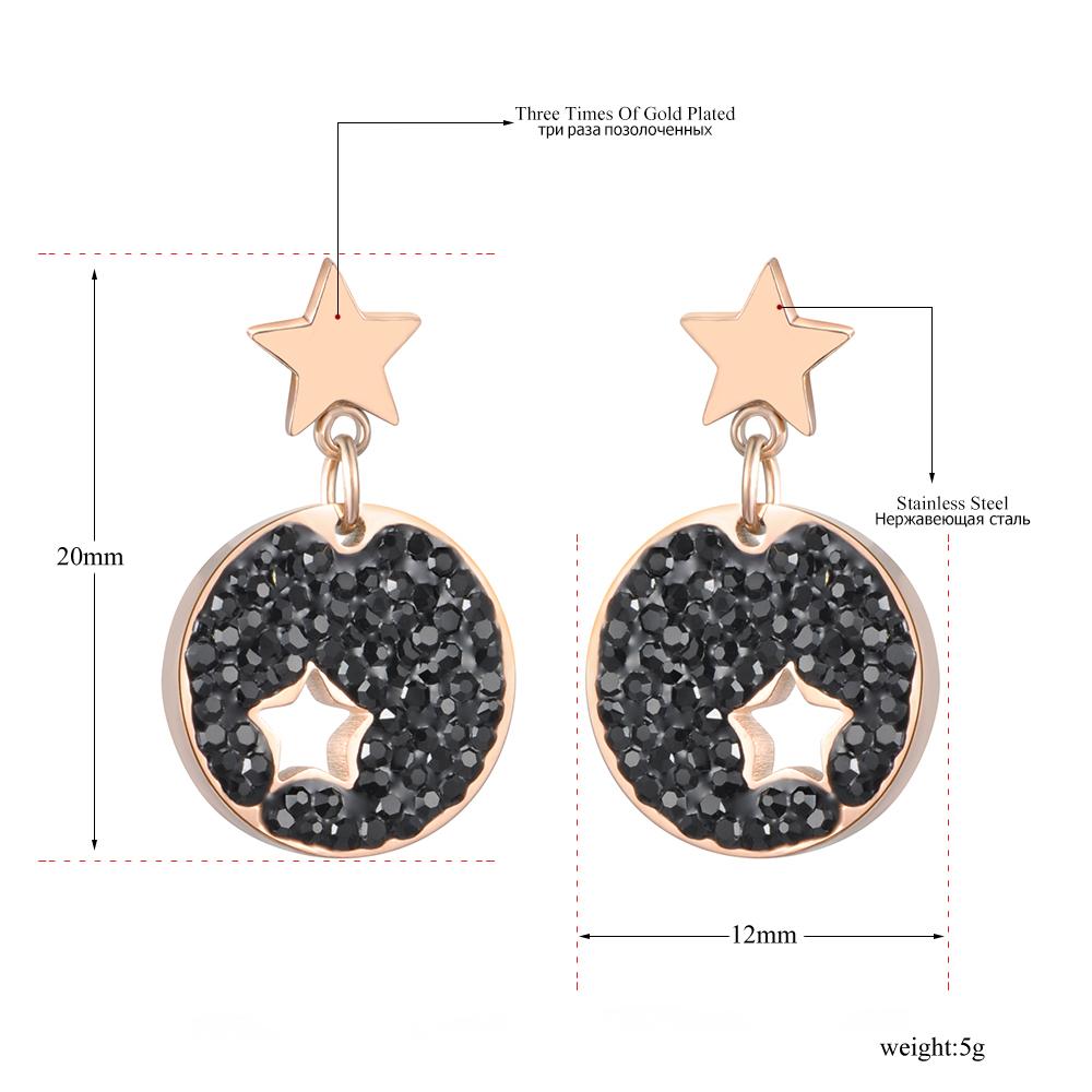 Lokaer Crystal Stud Earrings For Women Gold Plated Stainless Steel Hollow Star Earrings Jewelry Gifts E18019