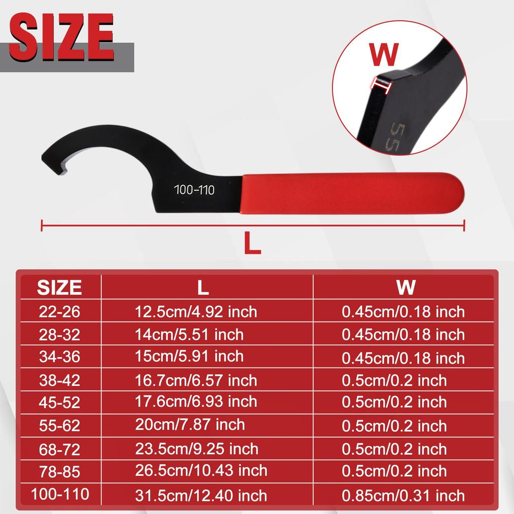 SPEEDWOX Hook Wrench Hook Pin Coilover Spanner Automotive Hand Tool with Storage Pouch 9-Piece Set, Wrench, C-Shaped Wrench, Universal, Non-Slip,