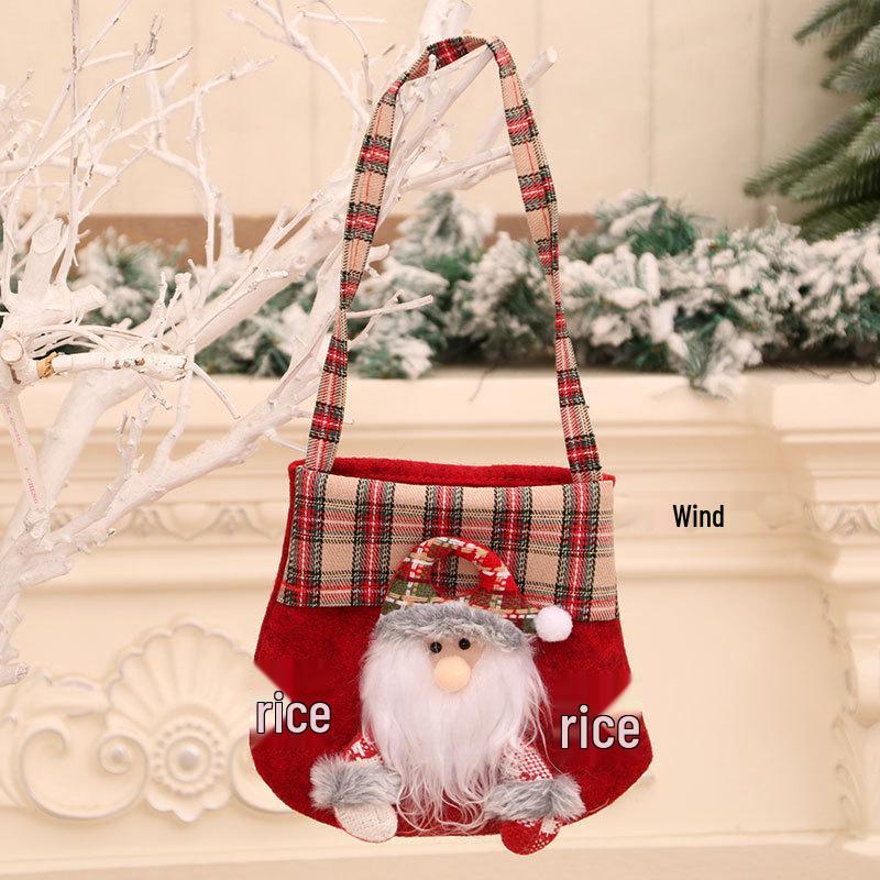 Plaid Cartoon Christmas Candy & Gift Tote Bag