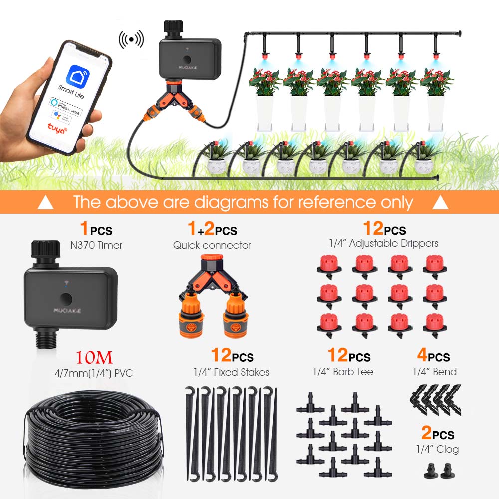 

30-10m Garden Dual-band WiFi Timer Irrigation Set Supports Intelligent Voice Function APP Control Lawn Automatic Watering System