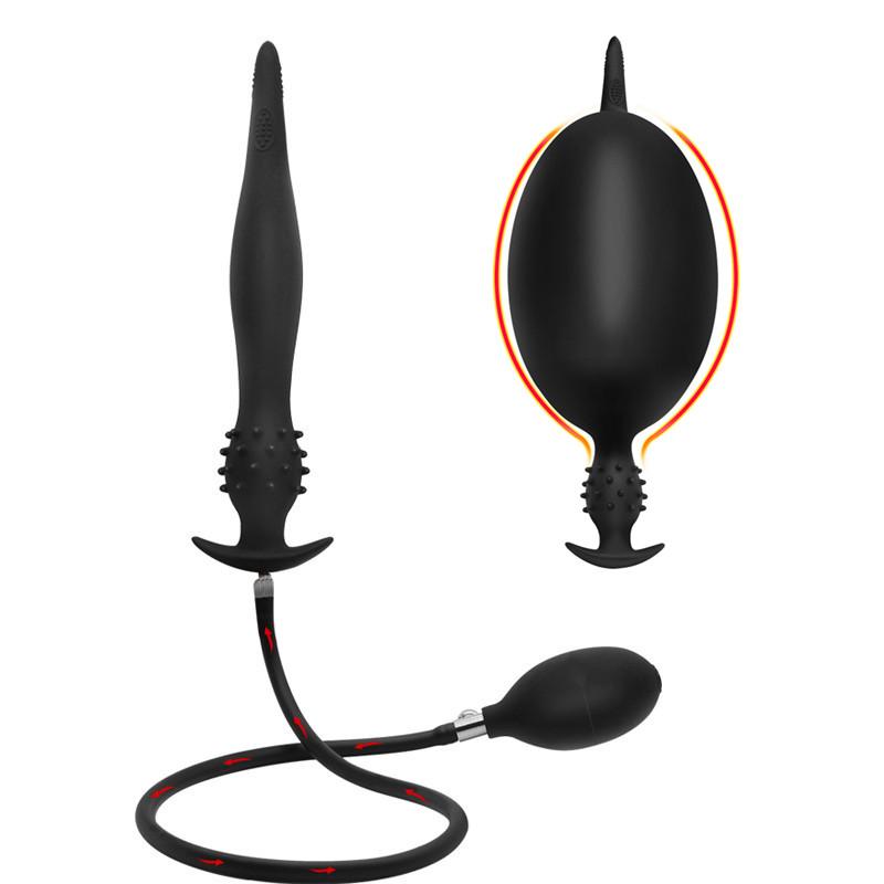 Super Long 5 Beads Inflatable Anal Plug Silicone Column Expandable Big Butt Plug Dildo Pump Ass Dilator Bdsm Sex Toy for Couples