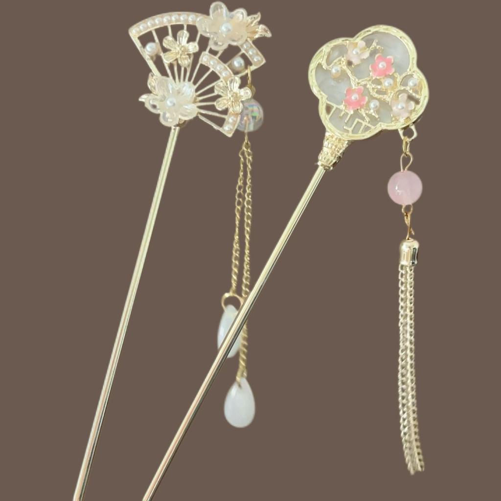Antique Flower Scalloped Hairpin, Advanced Sense, New Chinese Tassel Step Hair Hairpin, Hanfu Xiuhe Disc Hair Hairpin Hair Accessories