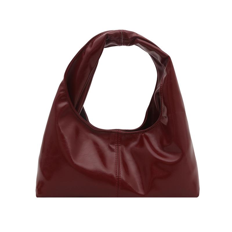 2025 spring bag new retro soft leather dumpling bag simple handbag fashionable splicing underarm shoulder bag women