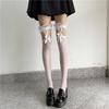 Black Lace Bow Garter Stockings - Over-the-Knee Fishnet for Women