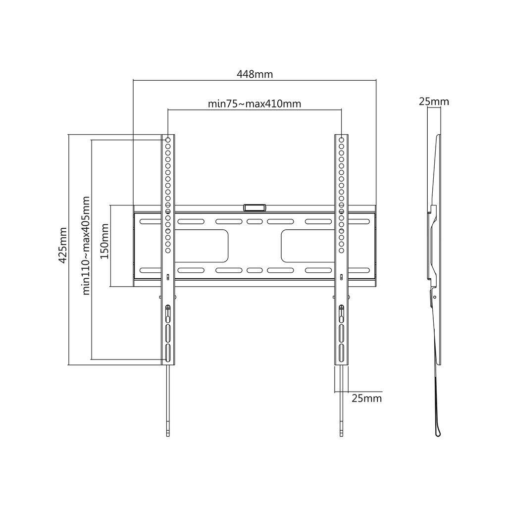 TV Wall Mount 32"-55" Cabletech 50kg Screws Included