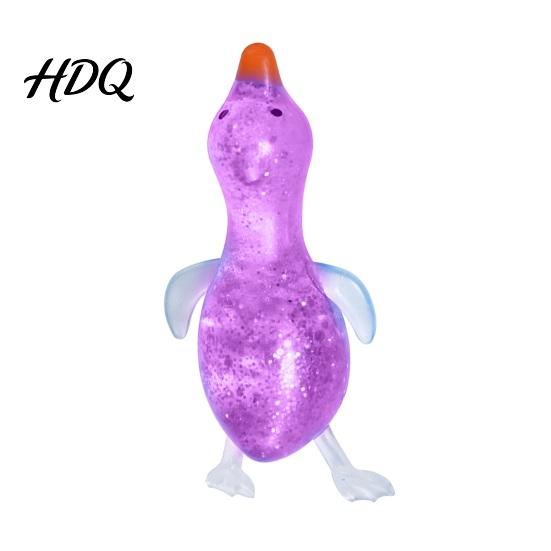 Portable Stress Ball Transparent Glitter Duck Squeeze Toy, Mini Anxiety Relief Toy Sensory Slow Rising Animal Shape