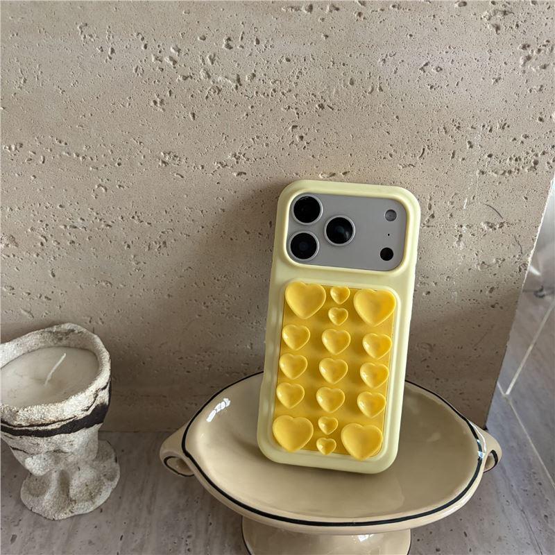 

Macaron Heart Suction Cup for iPhone 17 Pro Max Case with Flat Back Sticker, Anti-Drop Protection Pro 16 жёлтый