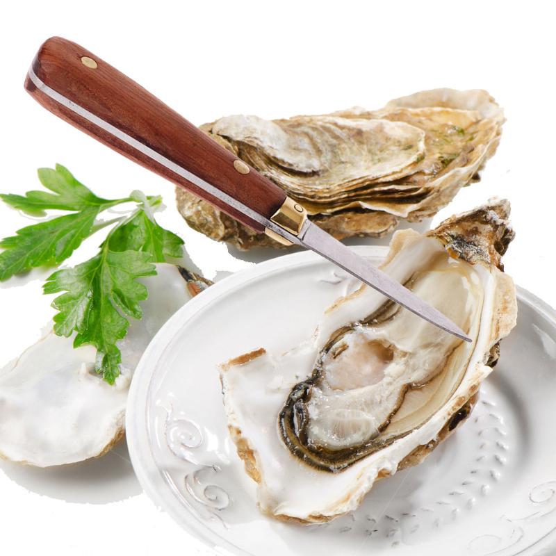 Užitkový nůž na ústřice s dřevěnou rukojetí Nástroj na otvírání mořských plodů Shucker Shell s ostrými hranami