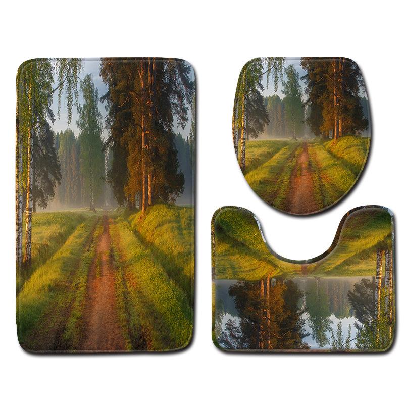 Architecture Bathroom Toilet Three-Piece Floor Mat Combination Set Household Door Mat Kitchen Water Absorbent Non-Slip Carpet