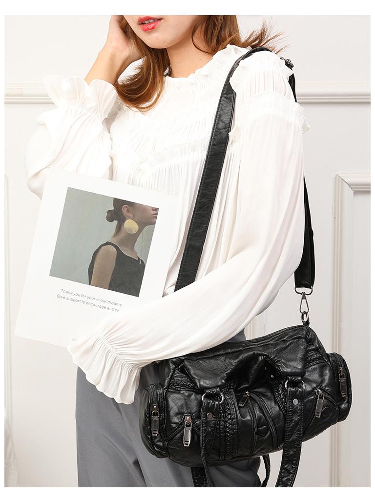 Large Capacity Soft Leather Single-Shoulder Crossbody Bag for Middle-Aged Women - Multi-Layer Casual Handbag