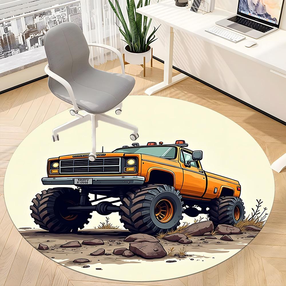 1pc Monster Truck Adventure Chair Carpet for Office Non-Slip, Rug for Office, Room, Good Gift for Family or Friends, Yy251226161